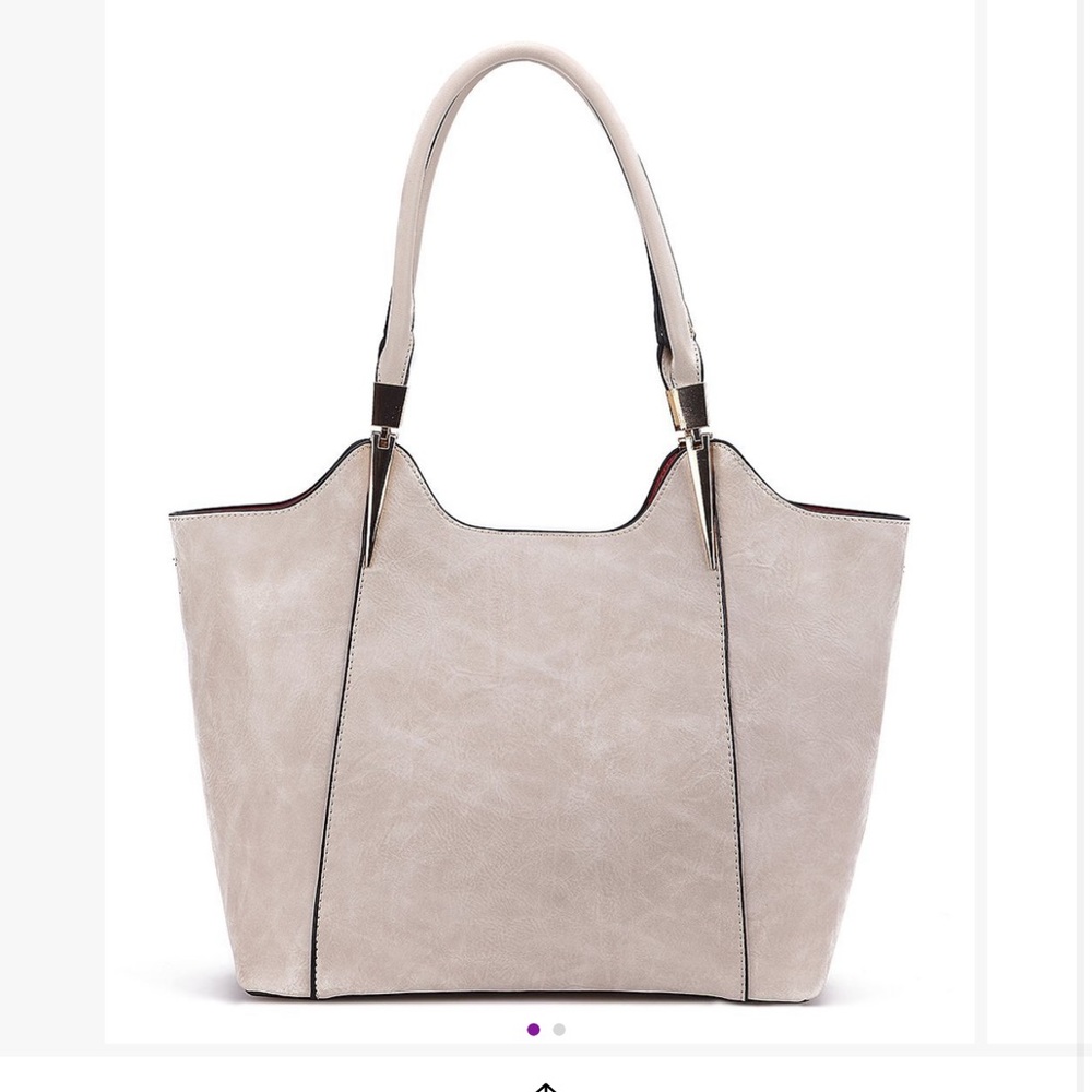 New- Cream colored purse with red interior